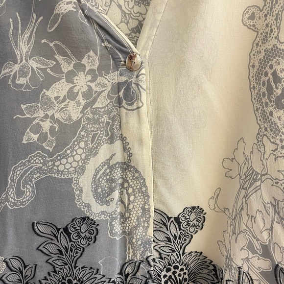 CITRON Santa Monica 3/4 Sleeve Button Down Silk Shirt - Picture 7 of 7